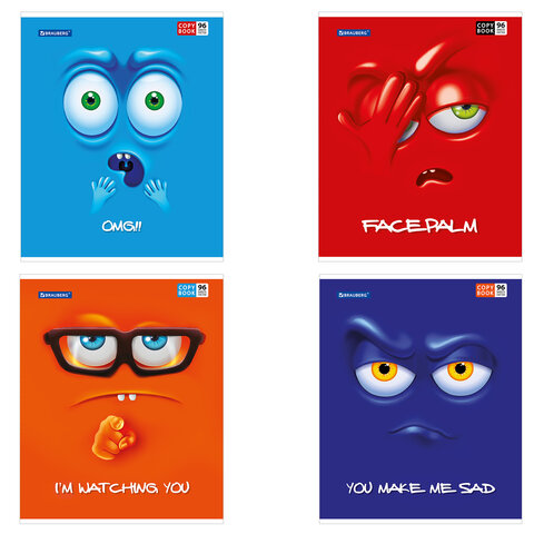 Тетрадь А5 96л. BRAUBERG скоба, клетка, обложка картон, МОРДАШКА, 402054