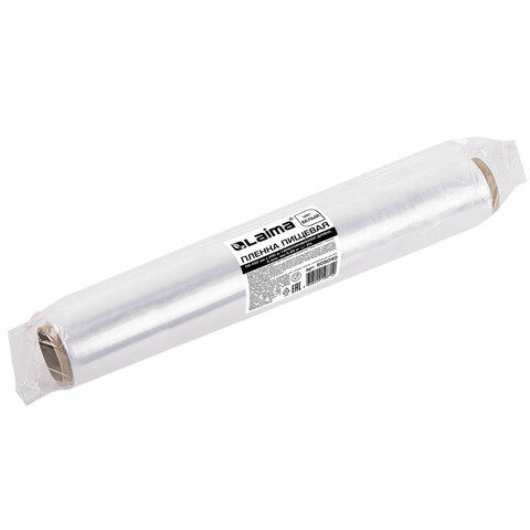 Пленка пищевая ПЭ 450мм х 200м, ГАРАНТИРОВАННАЯ ДЛИНА, 6 мкм, вес 0,49кг+-5%, LAIMA, 605040