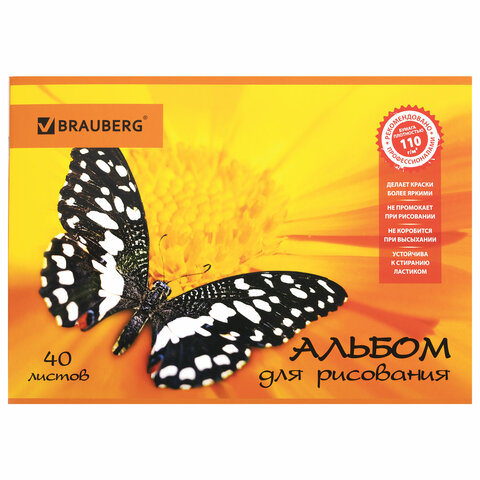 Альбом д/рис. А4 40л., скоба, выборочный лак, BRAUBERG, 202х285мм, Летняя феерия (1вид), 103434