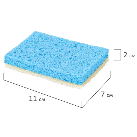 Губки для посуды 110х70х20 мм, ЦЕЛЛЮЛОЗНЫЕ + АБРАЗИВ, КОМПЛЕКТ 5 штук, синий/белый абразив, LAIMA, 700260 - МСК «Форвард»