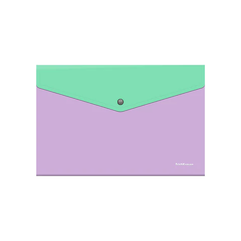 Папка-конверт с кнопкой ERICH KRAUSE "Matt Pastel Bloom", А4, до 120 листов, с карманом, ассорти, 0,18 мм, 61149 272927 - МСК «Форвард»