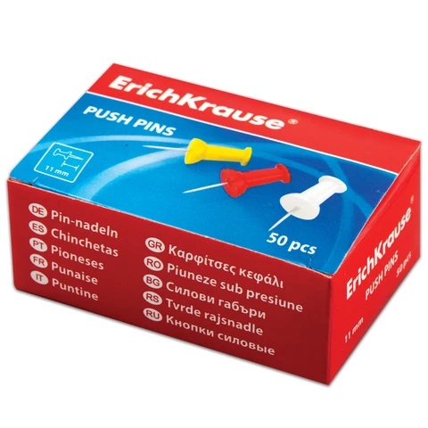 Силовые кнопки-гвоздики ERICH KRAUSE "Classic", 50 штук, ассорти, в картонной коробке, 24877 224639