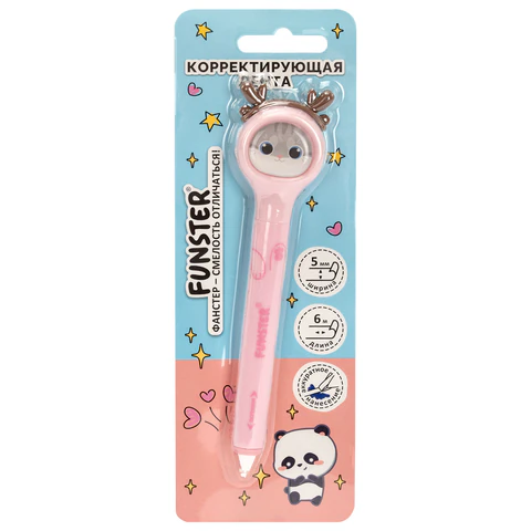 Корректирующая лента FUNSTER (ФАНСТЕР) "Милые зверята", 5 мм x 6 м, ассорти, в блистере, 273982 - МСК «Форвард»