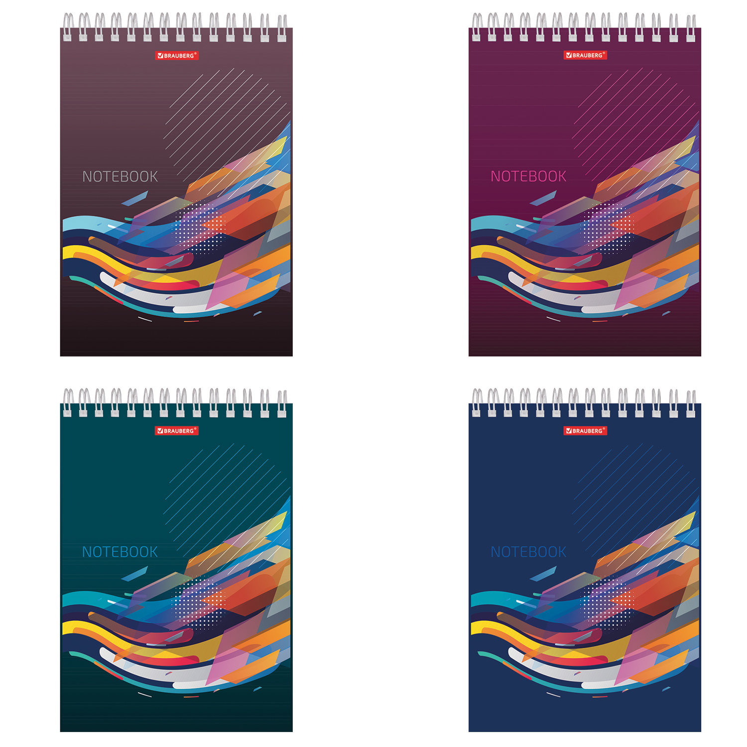 Блокнот А5 146х205мм, 60л, гребень, картон, подложка, клетка, BRAUBERG, На волне успеха, 129813