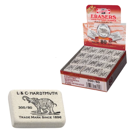 Ластик KOH-I-NOOR "Слон" 300/80, 26х18,5х8мм, белый, прямоугольный, натуральный каучук 0300080019KDR 225399