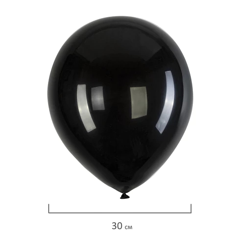 Шары воздушные 30 см, 100 штук, "ОДНОЦВЕТНЫЕ", чёрные, BRAUBERG KIDS, 591876 - МСК «Форвард»