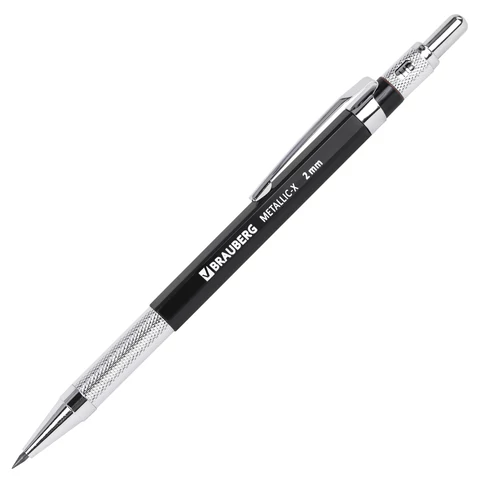 Карандаш механический цанговый 2 мм, HB, BRAUBERG "METALLIC X-20", металлические детали, 181976 - МСК «Форвард»