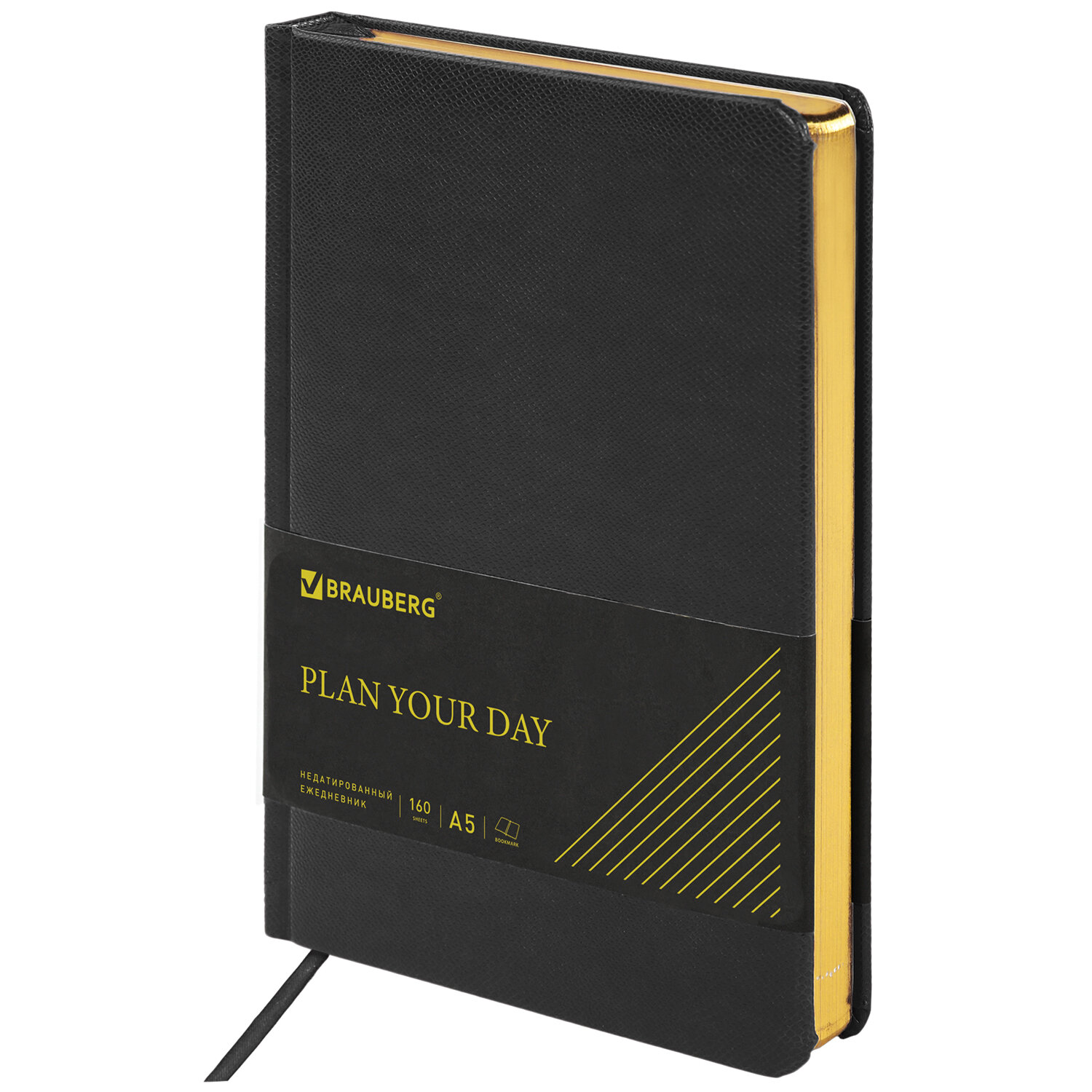 Ежедневник недатированный А5 138х213мм BRAUBERG Iguana под кожу, 160л, черный, 125089