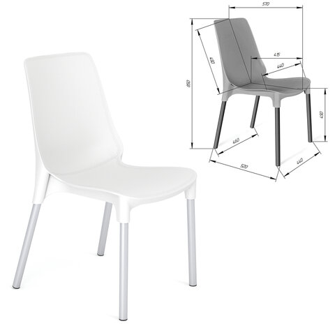 Стул для столовых, кафе, дома SHEFFILTON SHT-S75, серебристый металлический каркас, пластик белый 532793 - МСК «Форвард»