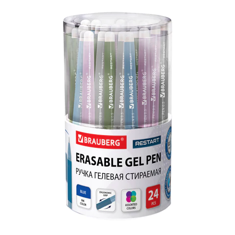 Ручка стираемая гелевая с эргономичным грипом BRAUBERG "RESTART MORANDI", СИНЯЯ, игольчатый пишущий узел 0,5 мм, линия письма 0,25мм, 144416 - МСК «Форвард»
