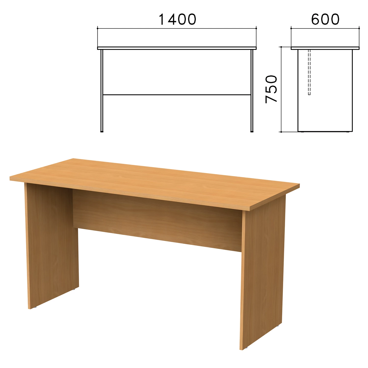 Стол письменный "Монолит" (ш1400*г600*в750 мм), цвет бук, СМ22.1 640080