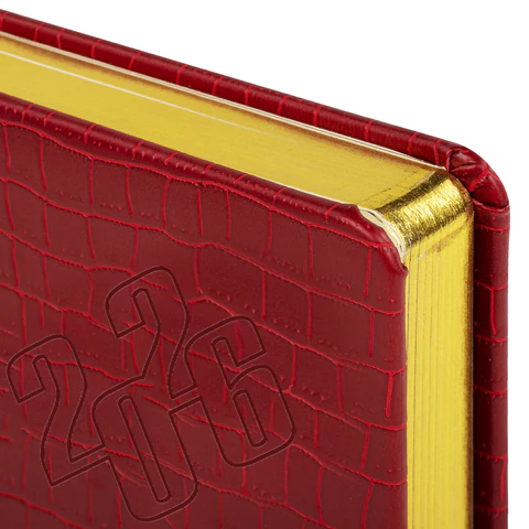 Ежедневник датированный 2026, А5, 138x213 мм, BRAUBERG "Comodo", под кожу, красный, 117048 - МСК «Форвард»