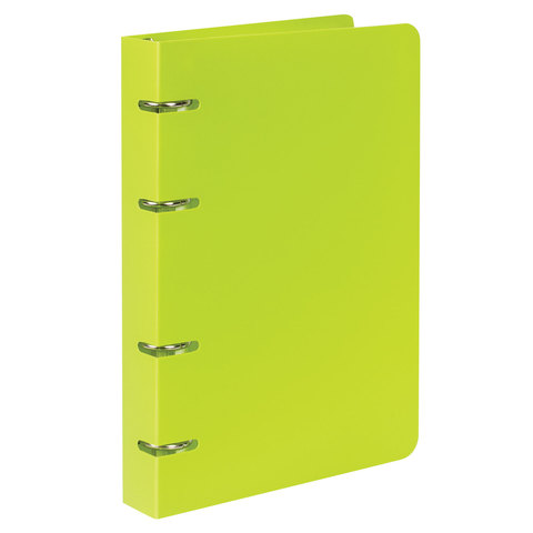 Тетрадь на кольцах А5 160х215мм, 80л, пластик, клетка, BRAUBERG, Салатовый, 403250