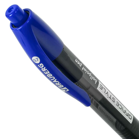 Ручка шариковая автоматическая с грипом BRAUBERG OFFICE STYLE, СИНЯЯ, игольчатый наконечник 0,7мм, линия 0,35мм, тонированный корпус, 144210 - МСК «Форвард»