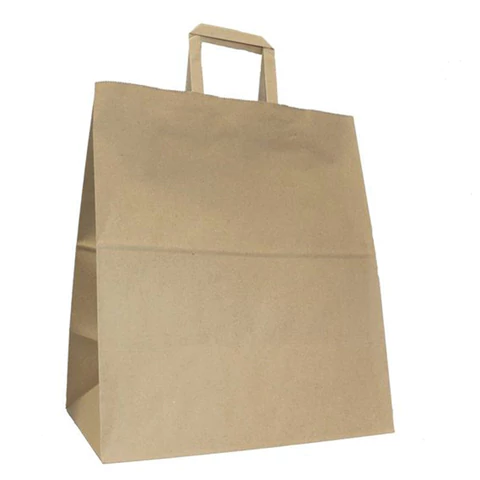 Крафт-пакет бумажный 32х20х37 см, КОМПЛЕКТ 250ШТ плоские ручки, плотность 90 г/м2, 110494 609765