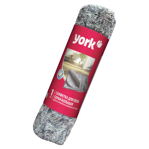 Тряпка для мытья пола 60х75 см, плотность 260 г/м2, ХПП, серая в рулоне, YORK, 22310 608406