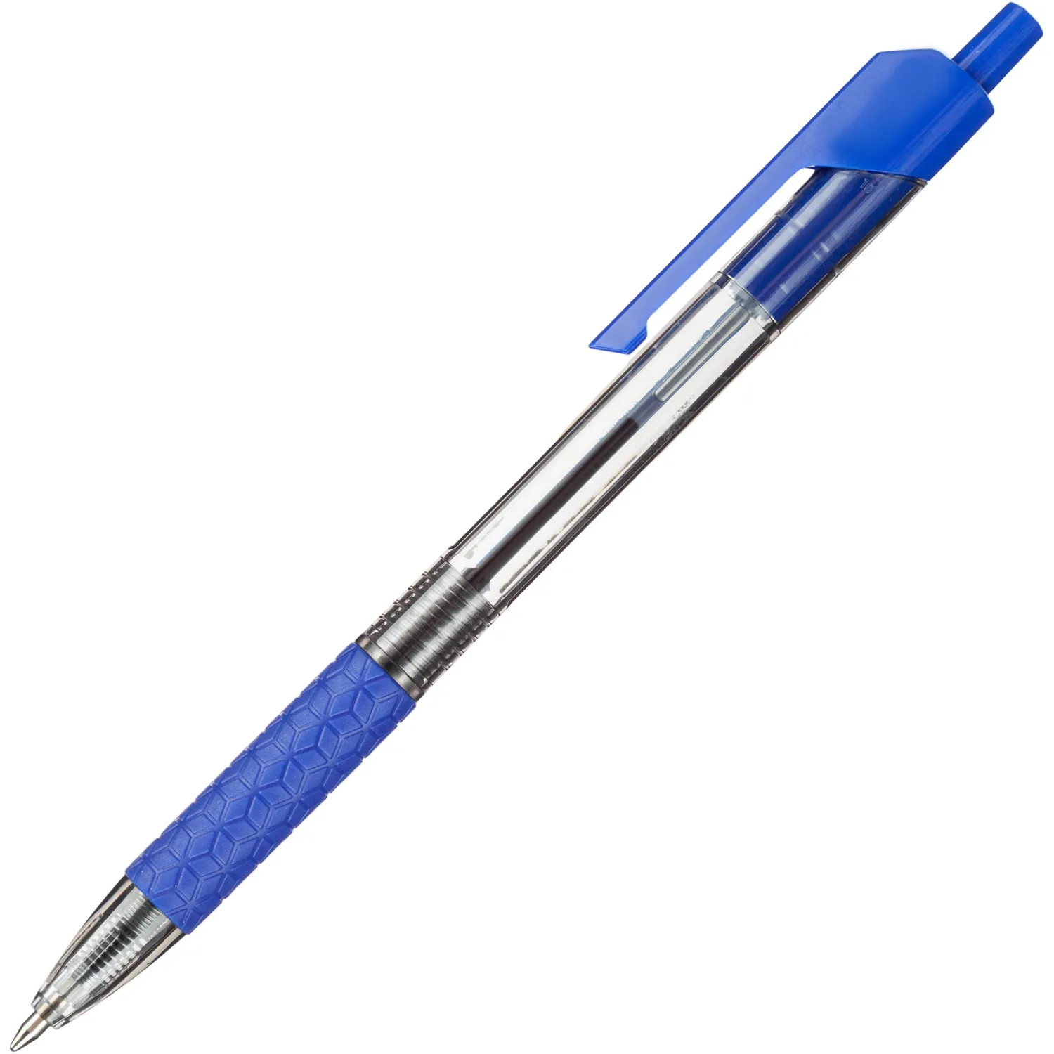 Ручка шариковая автоматическая Deli Arrow СИНЯЯ грип 0,5мм корпус прозрачный EQ01930 1684057