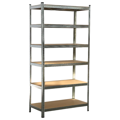 Стеллаж металлический BOOMHOUSE (БУМХАУС) безболтовой, 2000x1000x500 мм, 6 полок МДФ, нагрузка на стеллаж до 875 кг, серебристый, 291416 - МСК «Форвард»