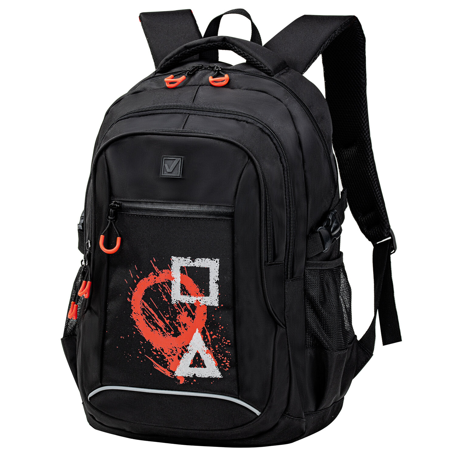 Рюкзак BRAUBERG CONTENT универсальный, 3 отделения, светоотр. принт, Figures, 47х33х18см, 270765