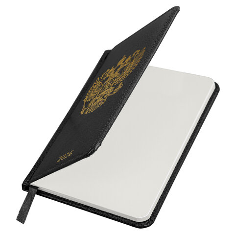 Ежедневник датированный 2026 А5 138х213 мм, BRAUBERG "State", под кожу, черный, 117415 - МСК «Форвард»