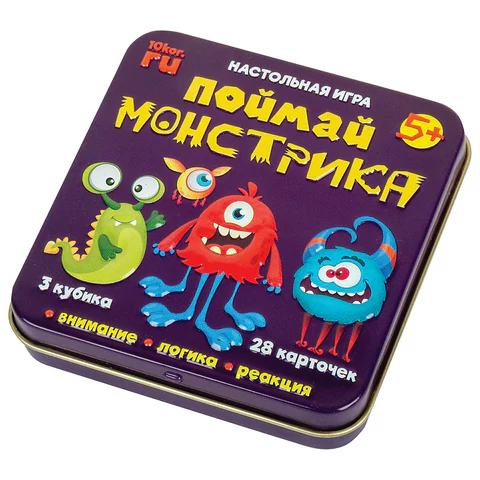 Игра настольная "Поймай монстрика", жестяная коробочка, 10КОР, 03527 662825
