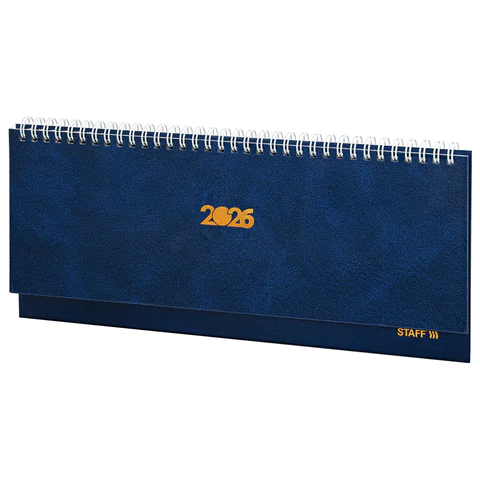 Планинг датированный 2026 300х130 мм, STAFF, гребень, обложка бумвинил, 64 л., синий, 117358 - МСК «Форвард»
