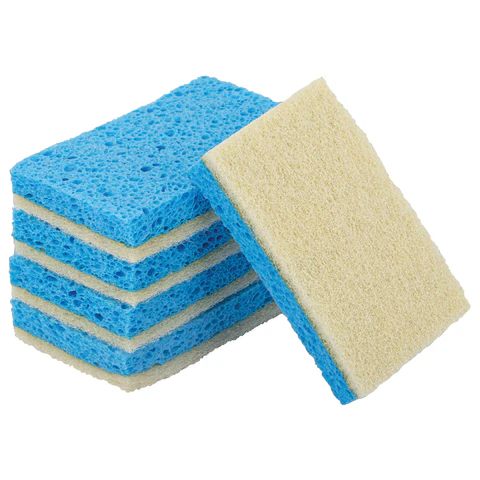 Губки для посуды 110х70х20 мм, ЦЕЛЛЮЛОЗНЫЕ + АБРАЗИВ, КОМПЛЕКТ 5 штук, синий/белый абразив, LAIMA, 700260 - МСК «Форвард»