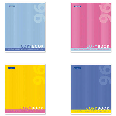 Тетрадь А5 96л. BRAUBERG скоба, клетка, обложка картон, ОДИН ЦВЕТ, 401875