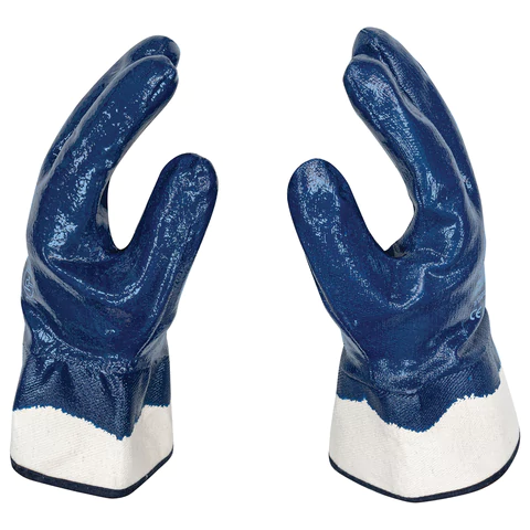 Перчатки хлопковые SCAFFA NBR4530, маслобензостойкие, облив нитрил, крага, размер 9, L (большой), синие, 00-00012460 701661 - МСК «Форвард»