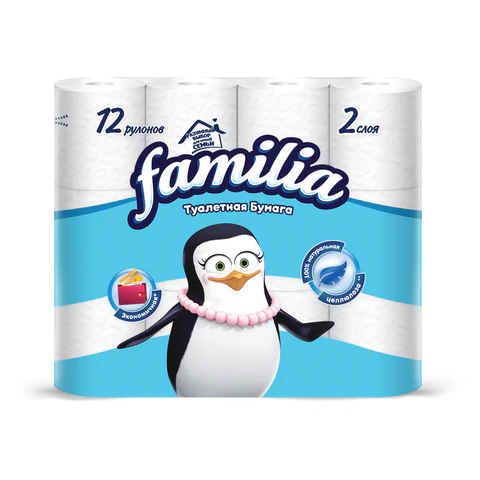 Бумага туалетная бытовая, спайка 12 шт., 2-слойная (12х15 м), FAMILIA CLASSIC, белая, 5070655 118562 - МСК «Форвард»