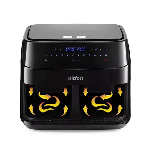 Аэрогриль KITFORT КТ-2250, 1750 Вт, 2х4,5 л, 12 программ, таймер, сенсорное управление, черный 458156 - МСК «Форвард»