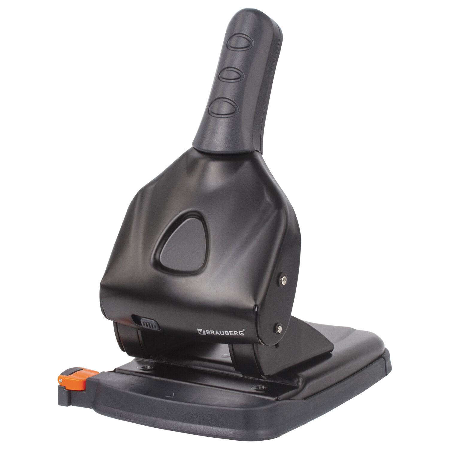Дырокол металлический МОЩНЫЙ BRAUBERG "Heavy duty" до 65 листов, эргономичный, черный 228496