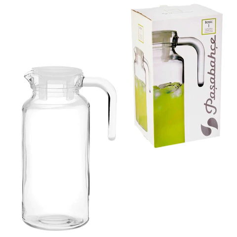 Кувшин прозрачный с крышкой, объем 1300 мл, стекло, PASABAHCE "БЕЙЗИК", фирменная подарочная упаковка, 43964 700576