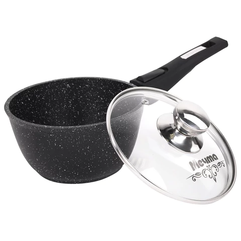 Ковш 1,7 л, съемная soft-touch ручка, жаропрочная стеклянная крышка, антипригарное покрытие, МЕЧТА "Гранит Black", 082802 700719 - МСК «Форвард»