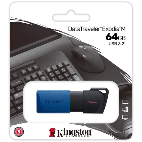 Флеш-диск 64 GB KINGSTON DataTraveler Exodia M, разъем USB 3.2, черный/синий, DTXM/64GB 513781 - МСК «Форвард»