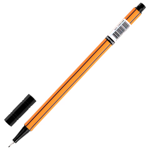 Ручка капиллярная (линер) ЧЕРНАЯ, BRAUBERG "FINE 040", шестигранная, линия письма 0,4 мм, 144139 - МСК «Форвард»