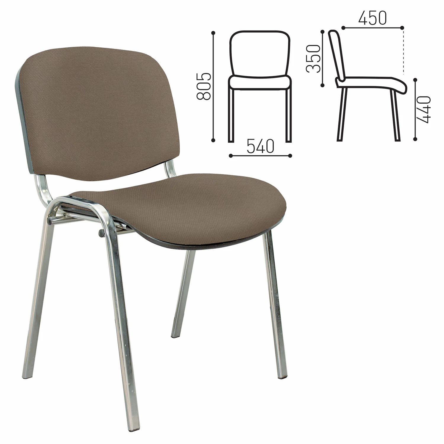 Стул для персонала и посетителей "ИЗО", хром. каркас, ткань бежевая С-39, 531140