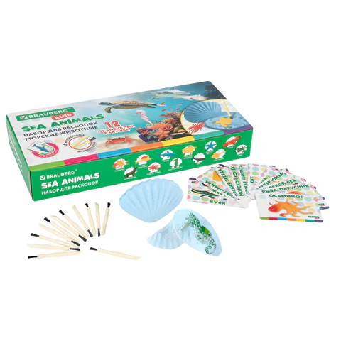 Набор для раскопок "Морские животные", 12 видов, карточки, инструменты, BRAUBERG KIDS, 665126 - МСК «Форвард»