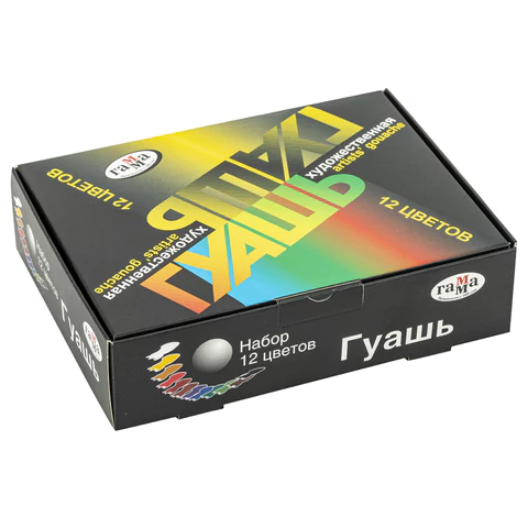 Гуашь художественная ГАММА "Модерн",12 цветов по 20 мл, картонная упаковка, 221026 190206