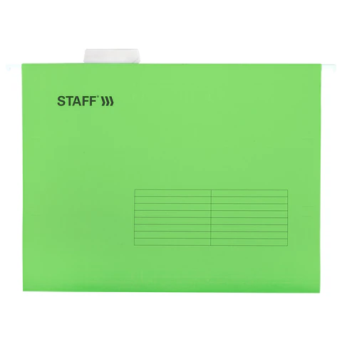 Подвесные папки А4 (350х240 мм) до 80 л., КОМПЛЕКТ 10 шт., зеленые, картон, STAFF, 270929 - МСК «Форвард»