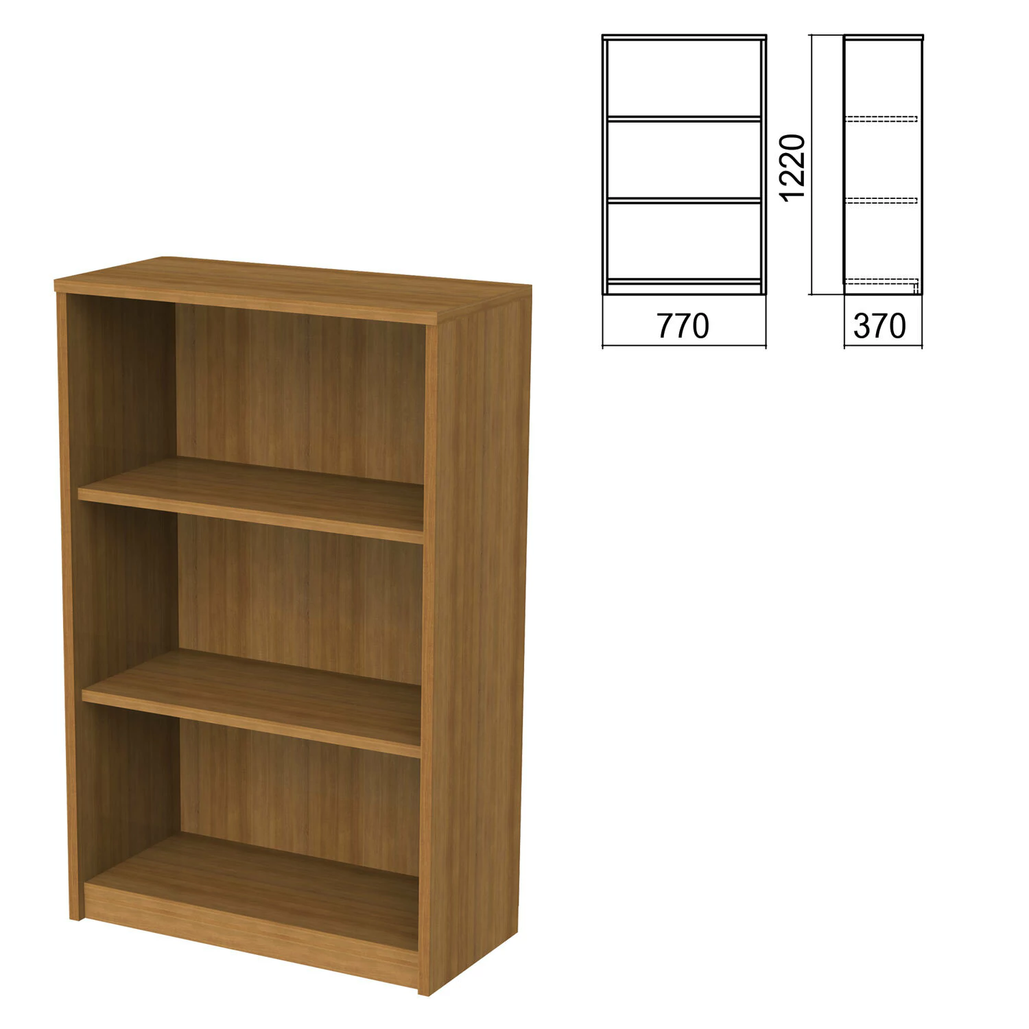 Шкаф (стеллаж) "Арго" (ш770*г370*в1220 мм), 2 полки, орех, А-304, 641606