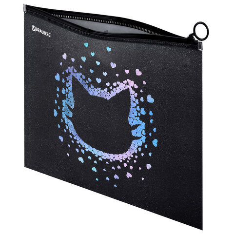 Папка для тетрадей BRAUBERG А4, 1 отделение, пластик, на zip-lock молнии, "Pretty face", 273319 - МСК «Форвард»