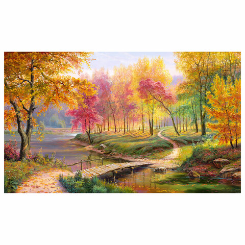 Картина по номерам 40х50 см, ОСТРОВ СОКРОВИЩ "Осень в старом парке", на подрамнике, акрил, кисти, 663280 - МСК «Форвард»