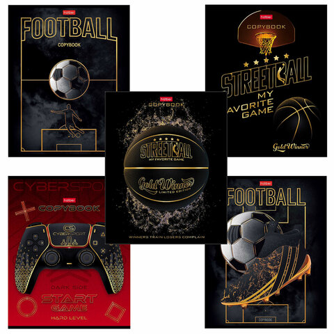 Тетрадь А5 48л. HATBER скоба, клетка, матовая ламинация, 3D, Ассорти (5 видов в спайке), 48Т5лофВ1 404470