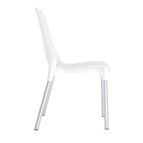 Стул для столовых, кафе, дома SHEFFILTON SHT-S75, серебристый металлический каркас, пластик белый 532793 - МСК «Форвард»