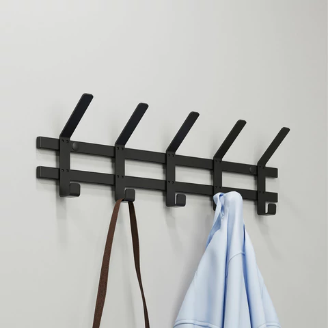 Вешалка настенная ZMI "Торонто-5", 168х580х85 мм, 5 крючков, металл, черная, ВНТ5 Ч 700934 - МСК «Форвард»