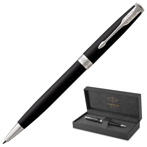 Ручка шариковая PARKER Sonnet Core Matt Black CT, черный матовый лак, палладий, черная, 1931524 142355