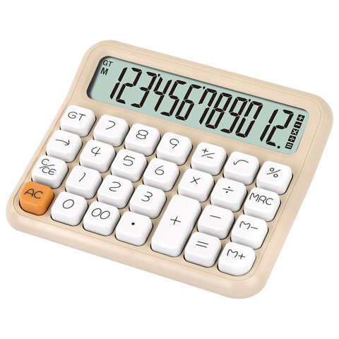 Калькулятор настольный BRAUBERG KW-1000-BG (152x132 мм), 3D-кнопки, 12 разрядов, бежевый, 272957 - МСК «Форвард»
