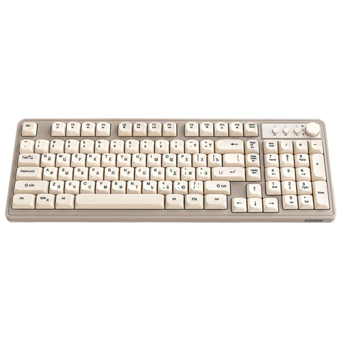 Клавиатура проводная бесшумная USB, 102+98 клавиш, LED-подсветка, SONNEN K620, слоновая кость / серая, 513950 - МСК «Форвард»