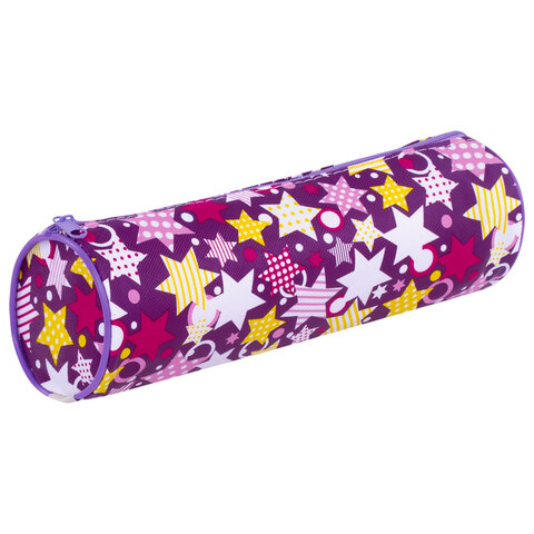 Пенал-тубус ПИФАГОР на молнии, ПВХ, Звездочки, 20х7 см, 229267